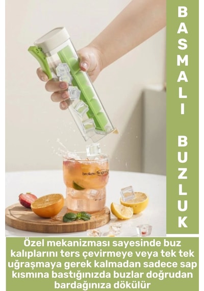 Yeni Nesil Kolay Kullanım Kokteyl Soğuk Kahve İçecek Şık Tasarım Pratik Basmalı Küp Buz Kalıbı Çok Renkli