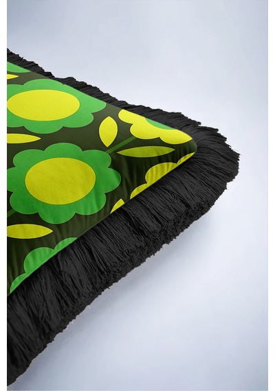 Retro Çiçek Desenli Floral Saçaklı Yastık Kılıfı-vintage Botanik Sarı Siyah Püsküllü Kırlent Kılıfı Kadim Sahil Serenat Retro Çiçek Desenli Floral Saçaklı Yastık Kılıfı-vintage Botanik Sarı Siyah Püsküllü Kırlent Kılıfı Kadim Sahil Serenat