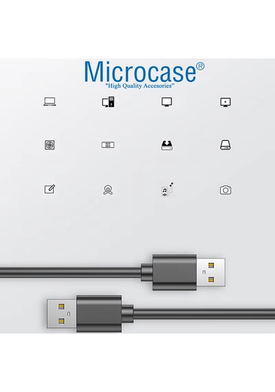 Microcase Usb A To Usb A İki Ucu Erkek Çift Taraflı Usb 2.0 Kablo 30 Cm Al4773 Siyah