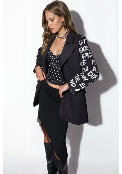 Hiccup Msn Oversize Krep Blazer Ceket Siyah