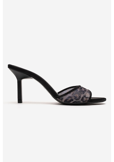 Luvishoes Monroe Siyah Desenli File Detaylı Kadın Topuklu Terlik