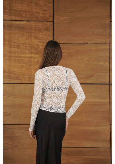 Verymoda Dügmeli Dantel Ceket F2072 Krem