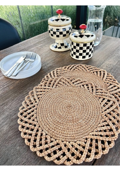 2'li Set Hasır Görünümlü Amerikan Servis-leke Tutmaz Natural 33 Cm Natural