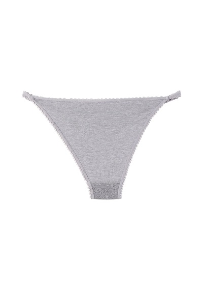 Tutku 12' Li Kadın Çift Biyeli Önü Tüllü Bikini Külot Gri