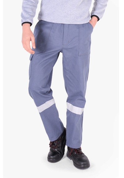 Reflektörlü Gabardin İş Pantolonu Gri