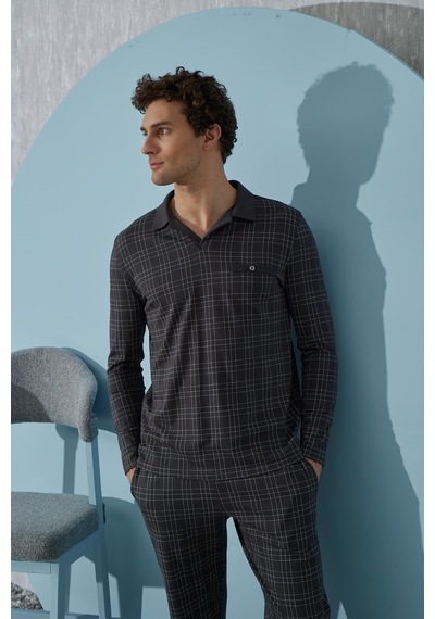 Sevim Erkek Uzun Kol Füme Pijama Takımı C9t4n4o7 001