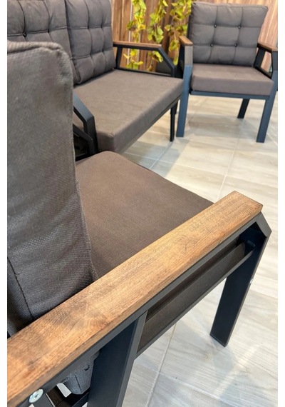 Ard & Garden 2 1 1 Balkon Takımı, Çay Seti, Metal Koltuk Takımı, Bahçe Takımı, Bahçe Mobilyası Koyu Kahverengi