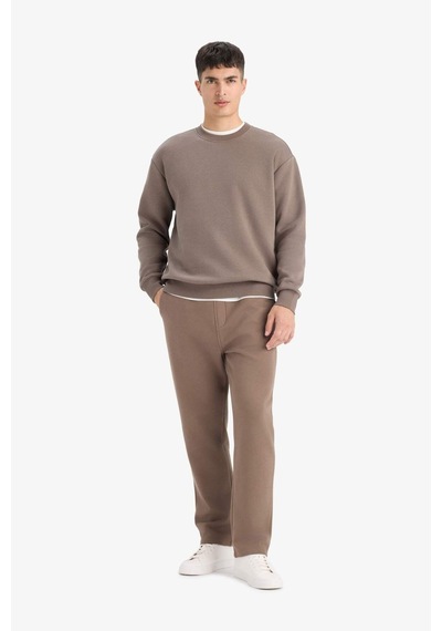 Defacto Relax Fit Bisiklet Yaka Kalın İçi Yumuşak Tüylü Basic Düz Sweatshirt T5139az25aubn571 Kahve