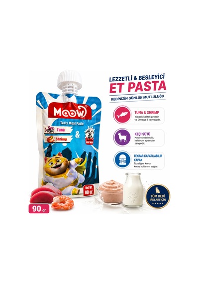 Moow Taze Ton Lı Karidesli Ve Keçi Sütlü Kedi Et Ezmesi 90 Gr