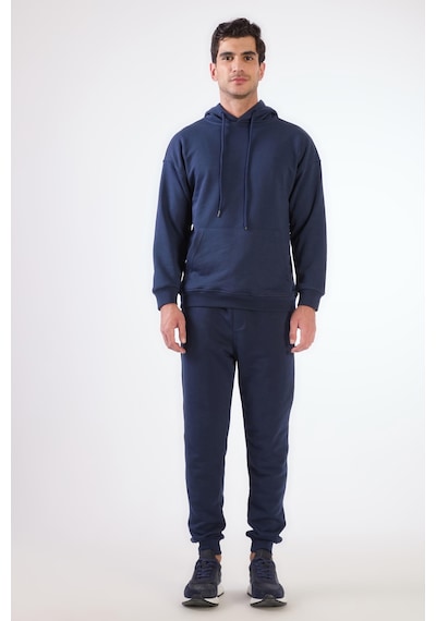 Dufy Lacivert Kapüşonlu Kanguru Cepli Regular Fit Erkek Sweatshirt Lacivert