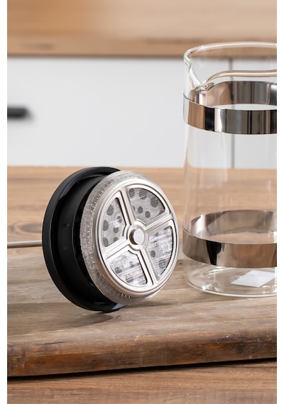 Porsima Smartpan Bv008 French Press Paslanmaz Çelik Süzgeçli Cam Bitki Çayı Demliği Kahve Presi - 600 Ml Siyah