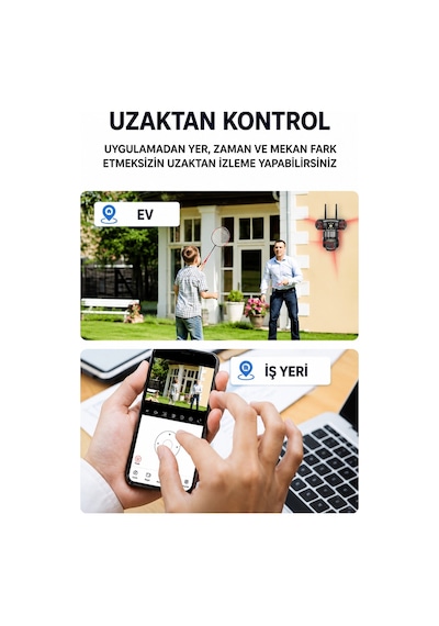 Pro 9mp 3lens Wifi Güvenlik Kamerası 360 Hareketli Gece Görüş Ip66 Sesli Konuşma Hareket Takibi