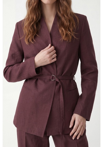 Antioch Keten Karışımlı Kadın Blazer Ceket Ba26y443 Bordo