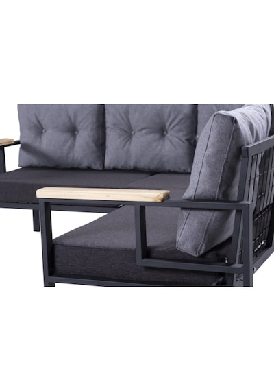 Pimango Pi Elize Balkon Bahçe Köşe Takımı 180 x 180 CM Siyah - Gri