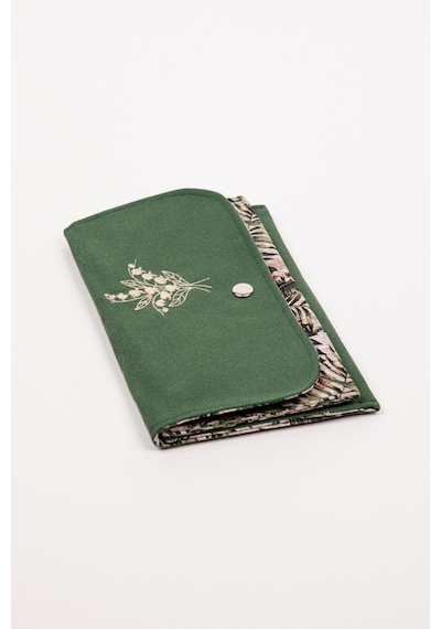 Fabric Craft Bag Kadın Kumaş Cüzdan Nakışlı Yeşil - Gri