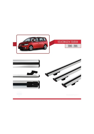 Volkswagen Touran 2010-2015 Arası İle Uyumlu Basic Model Ara Atkı Tavan Barı Gri 3 Adet
