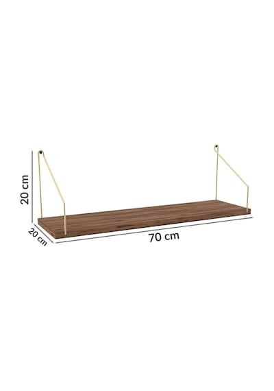 Duvar Rafı Kitaplık Mutfak Banyo Yaşam Alanı 20 X 70 Cm 1 Adet Atlantik Çam Altın Kollu Ahşap