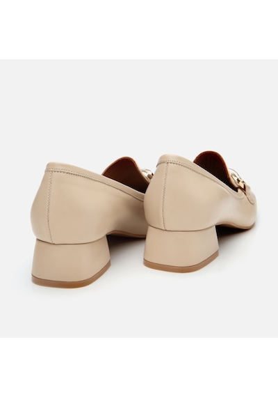 Hotiç Kadın Deri Bej Tokalı Kalın Topuklu Loafer 01ayh303990a310 Bej-beıge Bej