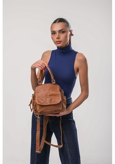 Ççs 18075 Kadın Omuz Ve Sırt Çantası Camel