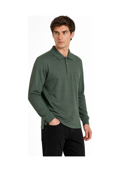 Dynamo Erkek Mevsimlik Polo Yaka Cepli Sweatshirt Bgl-st05366 Haki