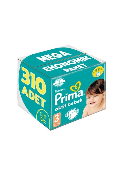 Prima Bebek Bezi Beden:3 6-10kg Midi 310 Adet Mega Ekonomik Pk 3 Numara 3'lü