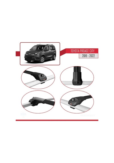 Toyota Proace City 2019-2024 Arası Ile Uyumlu Ace-1 Ara Atkı Tavan Barı Siyah