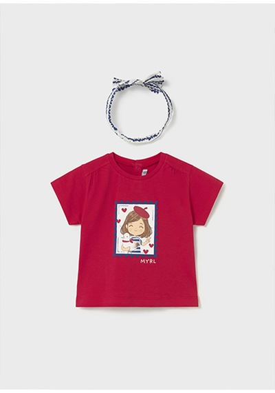 Mayoral Yazlık Kız Bebek Saç Bandanalı Tshirt - Kırmızı