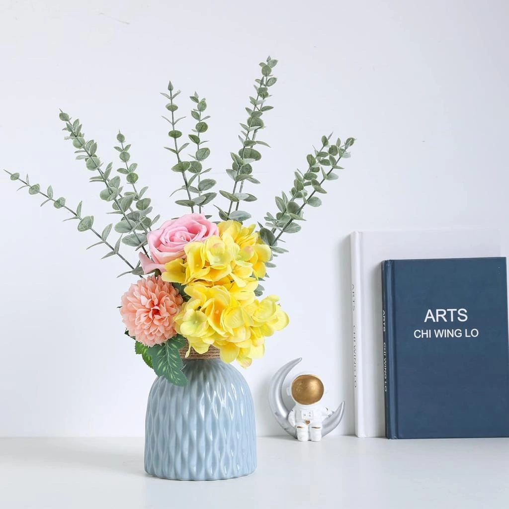Yapay Çiçek Pastel Silikon Okaliptus 42cm 5dallı Demet Eucalyptus Yeşil