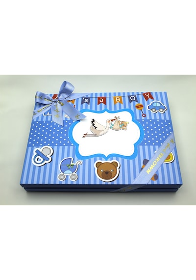 Dark Brown Hoşgeldin Bebek Erkek Çikolatası 48 Adet Sargılı Dolgulu