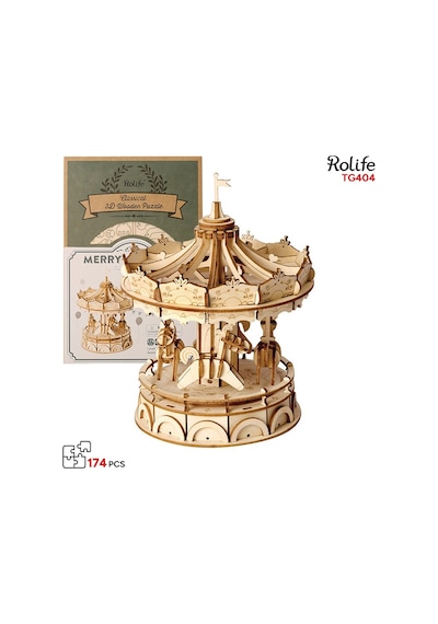 Rolife Tg404 Atlı Karınca Merry-go-round Dıy Minyatür Maket Model Ahşap 3d Wooden Puzzle Model Kit Dekoratif Hobi Seti Ahşap Maket