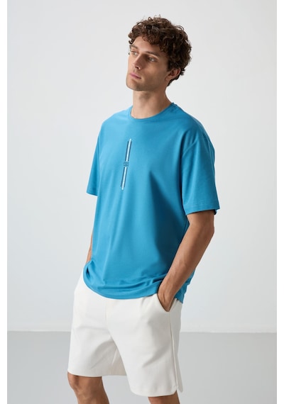 Air Jones Tommy Life Petrol Mavi Pamuklu Kalın Yüzeyi Dokulu Oversize Fit Baskılı Erkek T-shirt - 88366 Petrol Mavi Air Jones Tommy Life Petrol Mavi Pamuklu Kalın Yüzeyi Dokulu Oversize Fit Baskılı Erkek T-shirt - 88366 Petrol Mavi