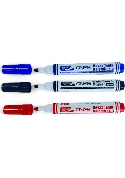 Mikro Ns-703 Yuvarlak Uç Beyaz Yazı Tahta Kalemi Siyah 5 Lı Set Siyah