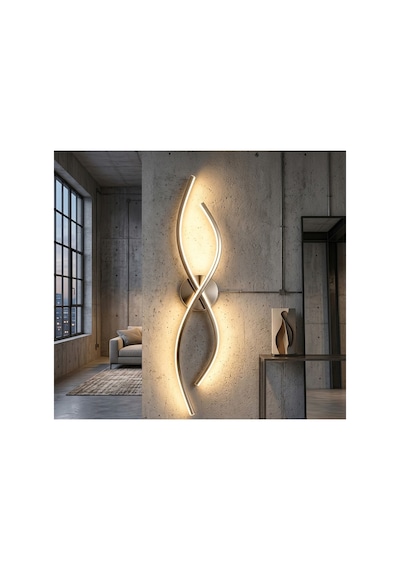 Modern Curve Led Duvar Aplik - 3 Kademeli Renk Değiştiren Salon Antre Aydınlatma Siyah