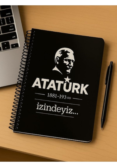 Öğrenci Ve Ofis Kullanımı İçin Uygun Atatürk İzindeyiz Temalı Spiral Kareli Defter 80 Yaprak
