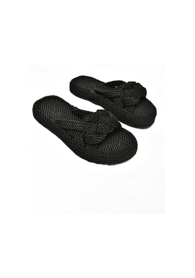Fox Shoes S596022704 Siyah Halat İpli Hasır Terlik Siyah