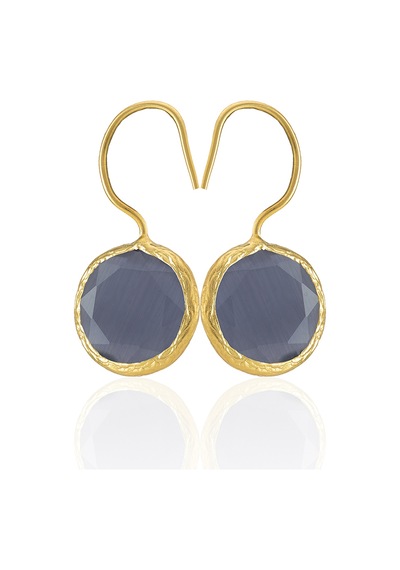 Kadir Jewellery 22 Ayar Altın Kaplama Kadın Taşlı Küpe -el İşçiliği Ve Hipoalerjenik Küpe -e01 Mor