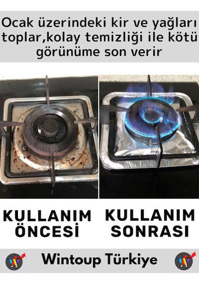 Premium Dayanıklı Uzun Ömürlü Kolay Temizlenebilir Ocak Yağ Kir Önleyici Kare Alüminyum Folyo 8'li