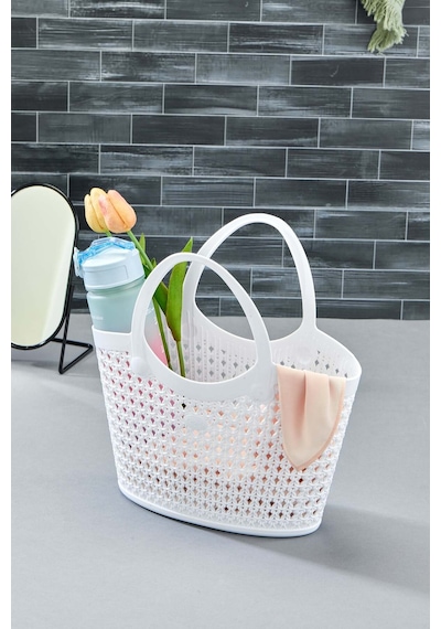 Silikon Premium Kolay Saklanabilir Sepet Çanta Organizer, 5,5lt, 30x17x31cm Silikon Beyaz 30 X 17 Tr Diğer