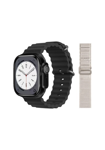 GS8 Watch 8 Ultra Akıllı Saat Siyah Watch 2.02 Inc Beyaz Kordon Hediye (İthalatçı Garantili)