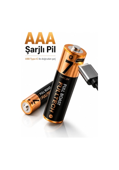 Şarjlı Pil 2 Li Set Aaa Fp29 800mwh 1.5v Type-c Şarjlı Lityum Pil Uzun Ömürlü Hızlı Şarj