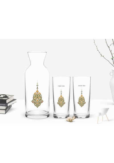 Kişiye Özel Renkli Baskılı İsimli İkili Rakı Bardağı Ve Karaf Hediye Seti-106