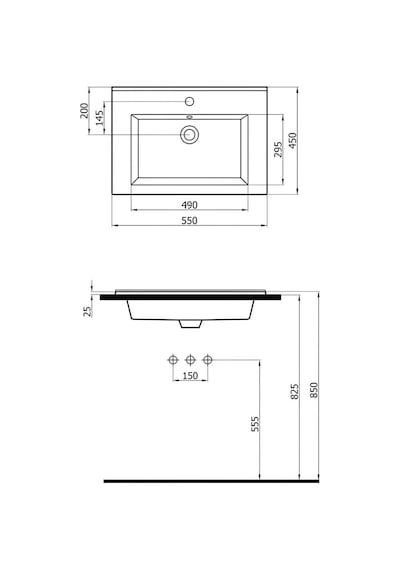Newarc Silver Slim Tezgâh Üstü Batarya Delikli Beyaz Lavabo 55x45 Cm 501055 Slm.l055 Beyaz