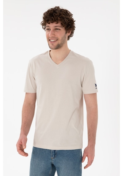 U.S. Polo Assn. Erkek Regular Fit  V Yaka Taş Basic Tişört 50305858-VR049
