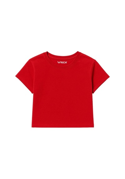 Kadın 4'lü Paket Oversize Crop Tişört %100 Pamuk Bisiklet Yaka T-shirt Turuncu
