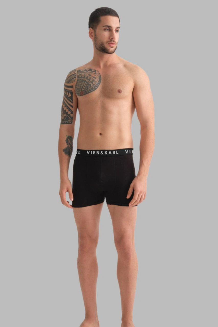 Vien&Karl Erkek Siyah Gri Lacivert Paket Düz Likralı Boxer Şort 5 Li 5'li Syh-gr-lv
