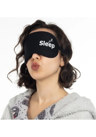 Shopiolog Sleep Ve Good Night Yazılı Tasarımlı Siyah Uyku Bandı Siyah