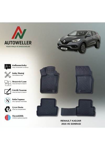 Renault Kadjar 2015 Sonrası Uyumlu Havuzlu Oto Paspas