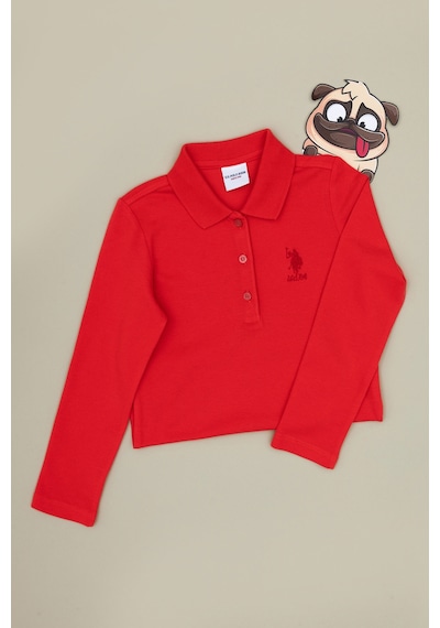 U.S. Polo Assn. Kız Çocuk Kırmızı Polo Yaka Basic Sweatshirt 50316836-VR030