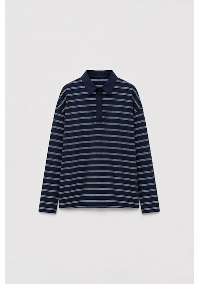 Suud Collection Lacivert Çizgili Polo Yaka Tişört