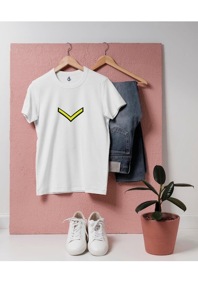 Oversize Onbaşı Rütbesi Tasarım Unisex T-shirt Beyaz